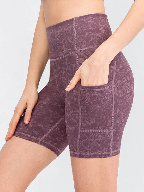 Rugby Shorts-Pocket Stretch Quick-dry Purple Yoga Shorts