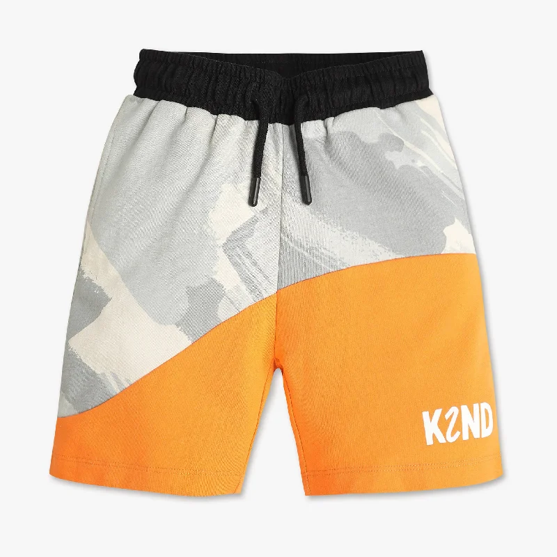 Embroidered Shorts-Boys Cut and Sew Knee Length Shorts