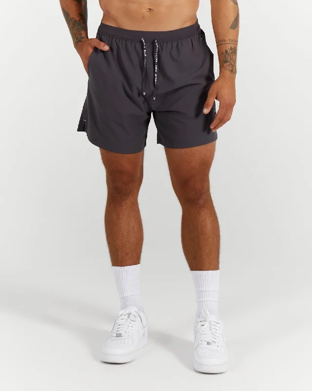 Zip Fly Shorts-COMPOUND SHORTS 5" - STEEL