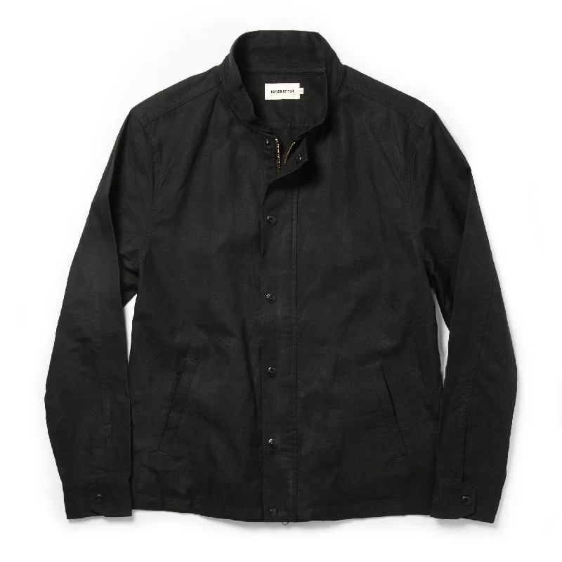 Down Jacket-The Bomber Jacket in Black Dry Wax