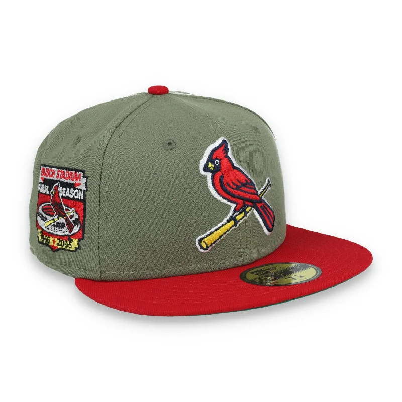 Tactical Hat-New Era St Louis Cardinals Final Season Side Patch 59FIFTY Fitted Hat-Olive Green