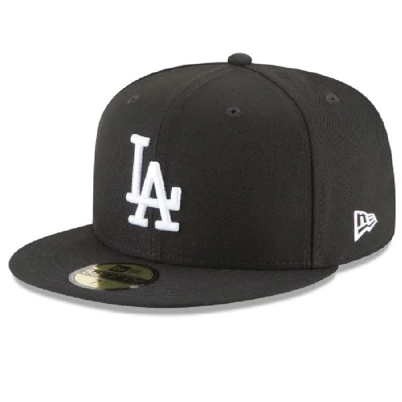 Monochrome Hat-Los Angeles Dodgers NEW ERA BASIC COLLECTION FITTED 59FIFTY-BLACK AND WHITE