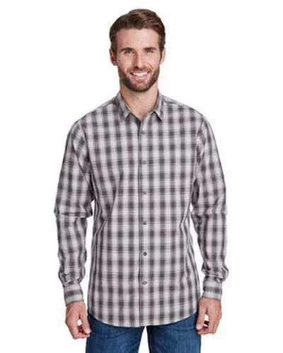 Breathable Button Down Shirt-Artisan Collection by Reprime RP250 Men's Mulligan Check Long-Sleeve Cotton Shirt - Steel Black