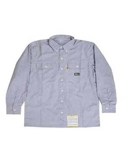 Retro Button Down Shirt-Berne FRSH21 Men's Flame-Resistant Down Plaid Work Shirt - Navy