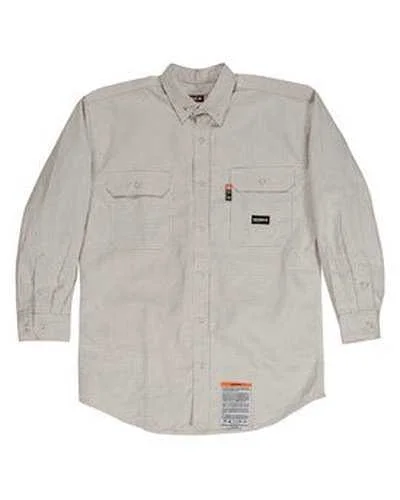 Minimalist Button Down Shirt-Berne FRSH21T Men's Tall Flame-Resistant Down Plaid Work Shirt - Khaki