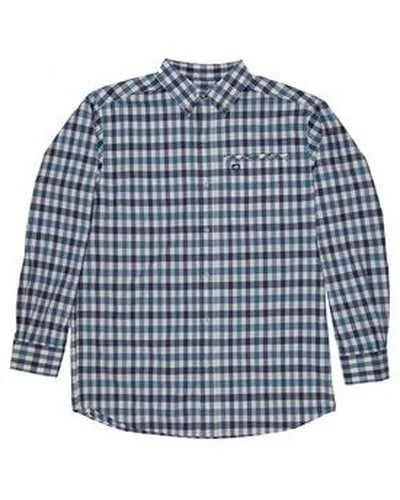 Hawaiian Button Down Shirt-Berne SH26 Men's Foreman Flex180 Button-Down Woven Shirt - Plaid Blue U