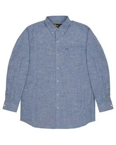 Cartoon Button Down Shirt-Berne SH28 Men's Foreman Flex180 Chambray Button-Down Woven Shirt - Chambray Blue