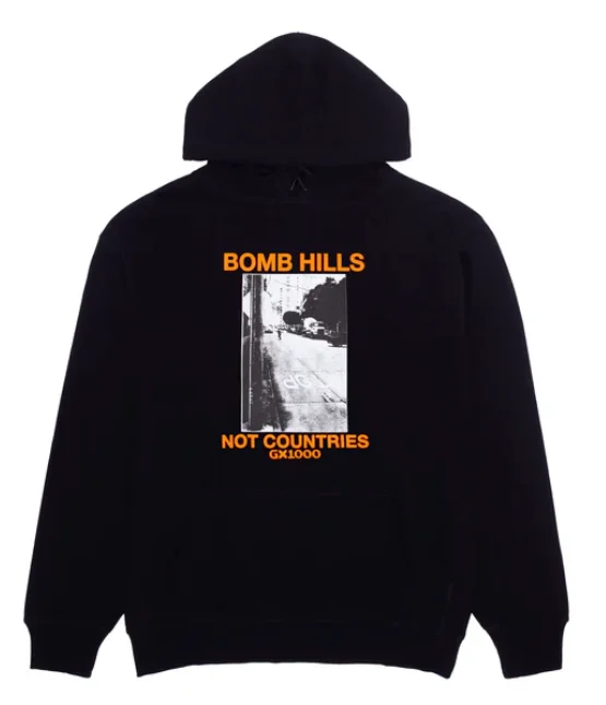 Fishing Sweatshirt-Bomb Hills Not Countries Hoodie | Black/Orange