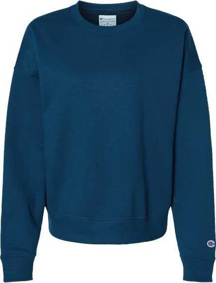 Fleece Sweatshirt-Champion S650 Women's Powerblend Crewneck Sweatshirt - Late Night Blue