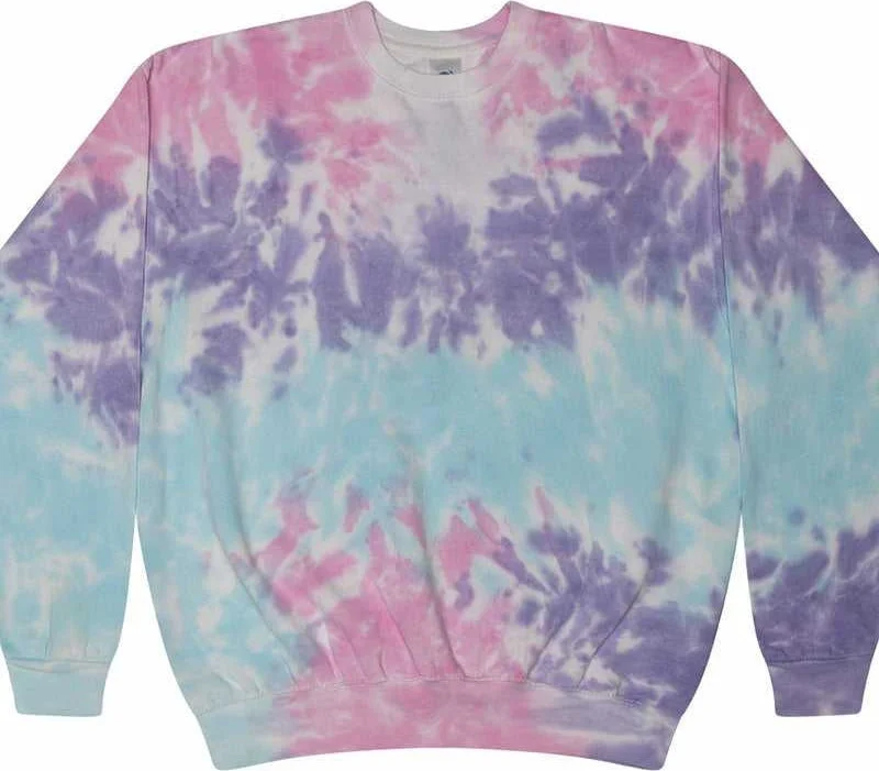 Running Sweatshirt-Colortone 8100 Tie-Dyed Fleece Crewneck Sweatshirt - Cotton Candy