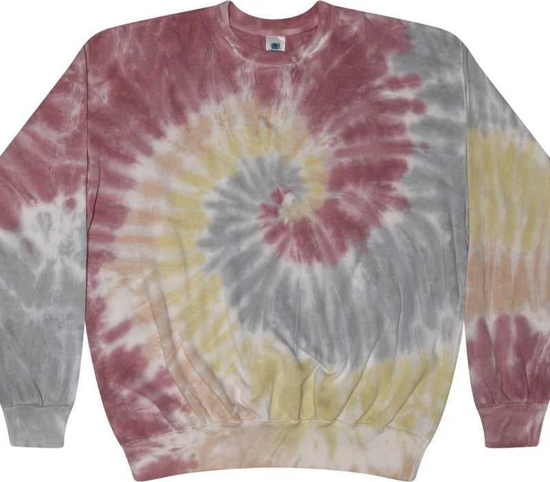 Grunge Sweatshirt-Colortone 8100 Tie-Dyed Fleece Crewneck Sweatshirt - Desert Rose