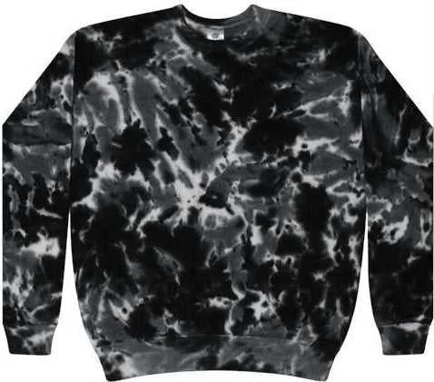 Quick-Dry Sweatshirt-Colortone 8100 Tie-Dyed Fleece Crewneck Sweatshirt - Multi Black