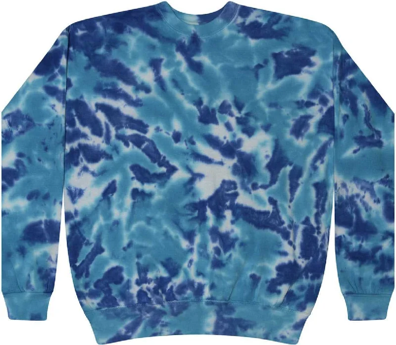 Moisture-Wicking Sweatshirt-Colortone 8100 Tie-Dyed Fleece Crewneck Sweatshirt - Multi Blue