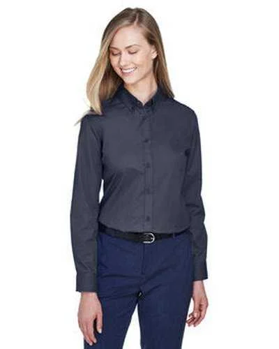 Anime Button Down Shirt-Core 365 78193 Ladies' Operate Long-Sleeve Twill Shirt - Carbon