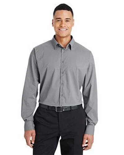 Floral Button Down Shirt-Devon & Jones DG535 Crownlux Performance Men's Tonal Mini Check Shirt - Graphite