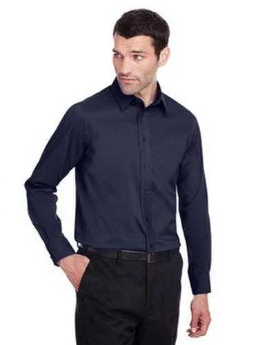 Hip Hop Button Down Shirt-Devon & Jones DG560 Men's Crown Collection Stretch Broadcloth Slim Fit Shirt - Navy