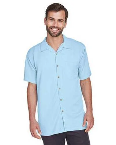 Heavyweight Button Down Shirt-Harriton M570 Men's Bahama Cord Camp Shirt - Cloud Blue