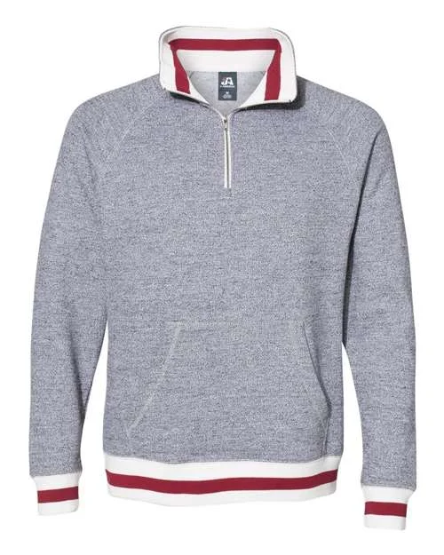 Oversized Sweatshirt-J. America 8703 Peppered Fleece Quarter-Zip Sweatshirt - Pepper Red