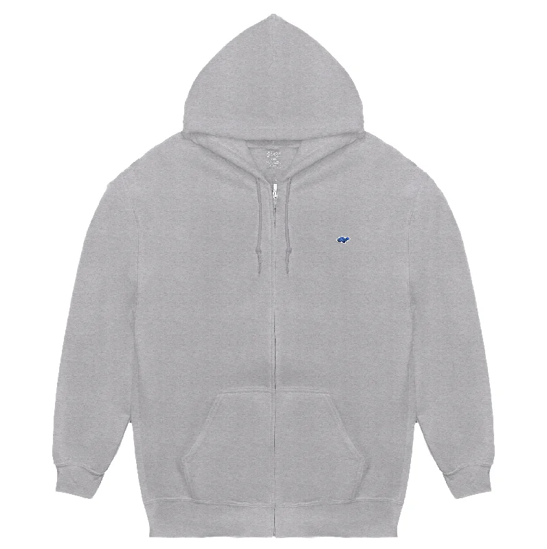 Basketball Sweatshirt-Lamehra Royal Tone Patch Zip | Heather Grey