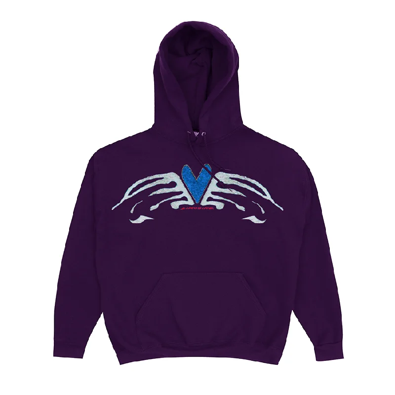 Festival Sweatshirt-Limosine Heart Wings Hood (Dark Purple)