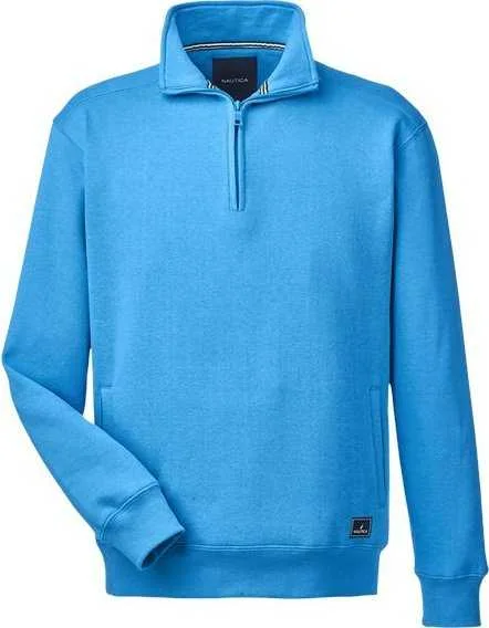 Hoodie Sweatshirt-Nautica N17176 Anchor Fleece Quarter-Zip Sweatshirt - Azure Blue