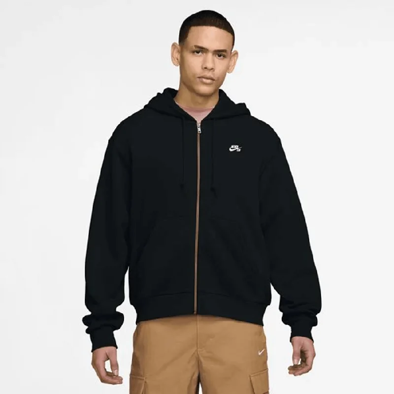 Skateboard Sweatshirt-Nike SB Full-Zip Fleece Skate Hoodie (Black/White)