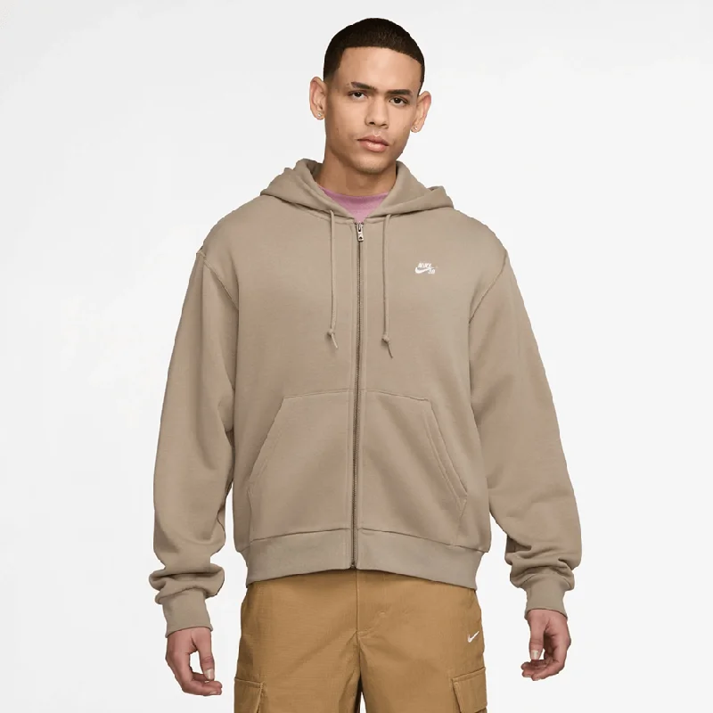 Rugby Sweatshirt-Nike SB Full-Zip Fleece Skate Hoodie (Khaki / White)