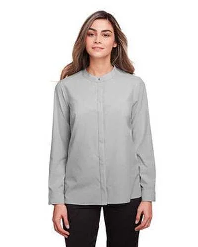 Punk Button Down Shirt-North End NE500W Ladies' Borough Stretch Performance Shirt - Platinum