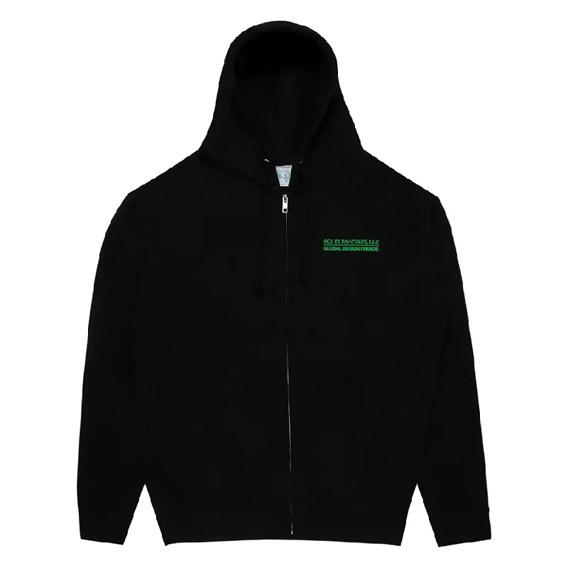 Oversized Sweatshirt-Sci-Fi  Design Trends Zip Up Hood (Black)