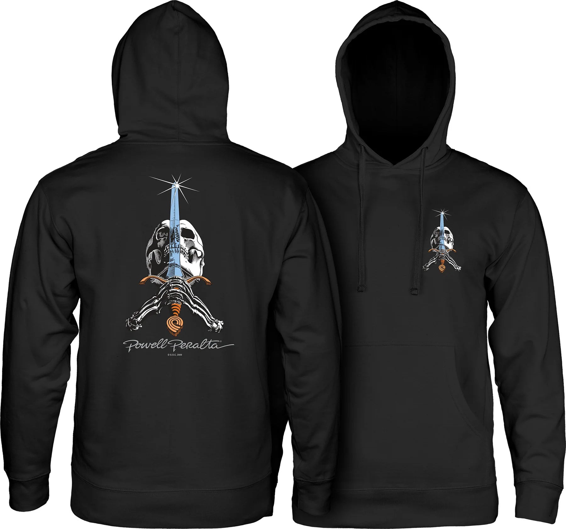 Ski Sweatshirt-Skull & Sword Hoody | Black