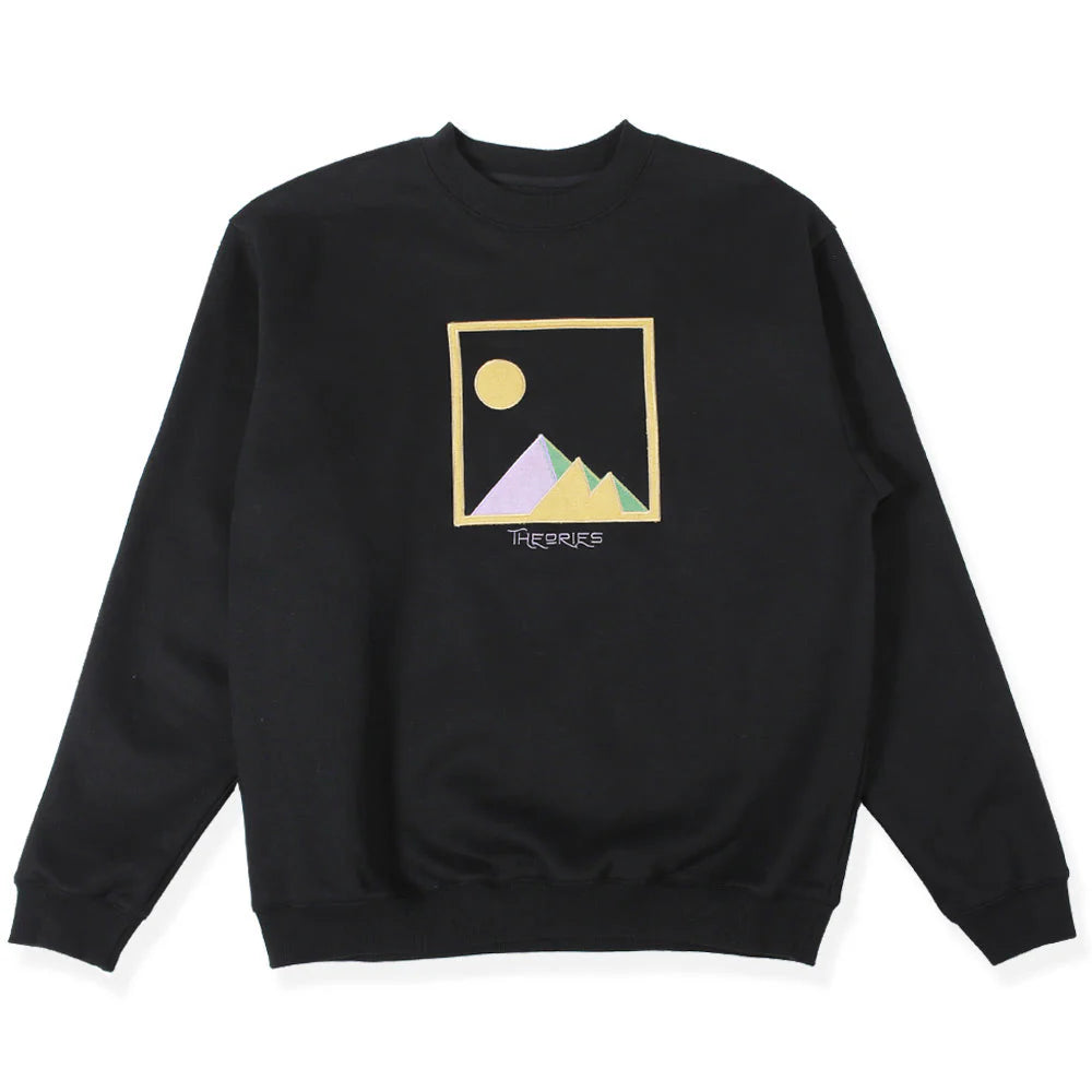 Striped Sweatshirt-Theories Giza Crewneck (Black)