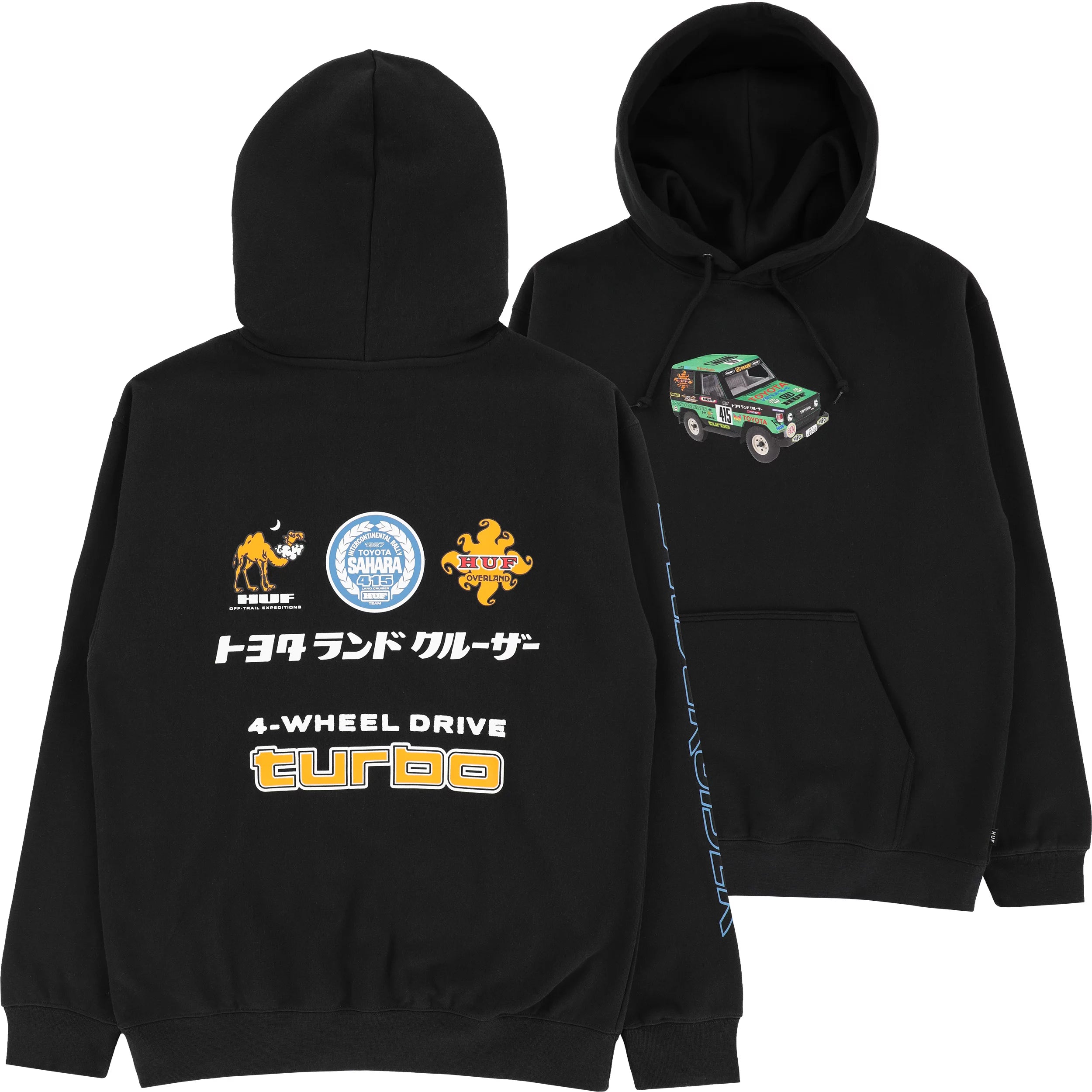 High-End Sweatshirt-Toyota Land Cruiser Rally Pullover Hood | Black