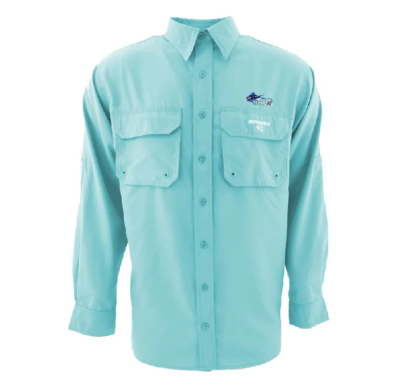 Slim Fit Button Down Shirt-Samaki Breeze Vented Fishing Shirt Ocean Mist